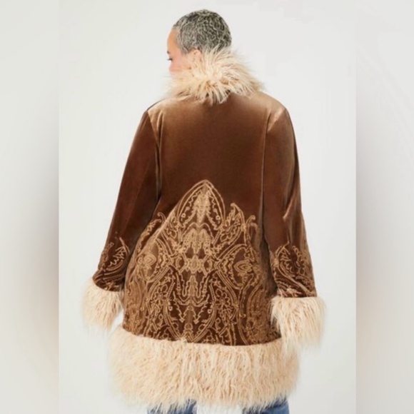 Forever 21 Penny Lane Faux Fur Trim 70s Retro Style Shag Coat Almost Famous SM - Picture 6 of 15